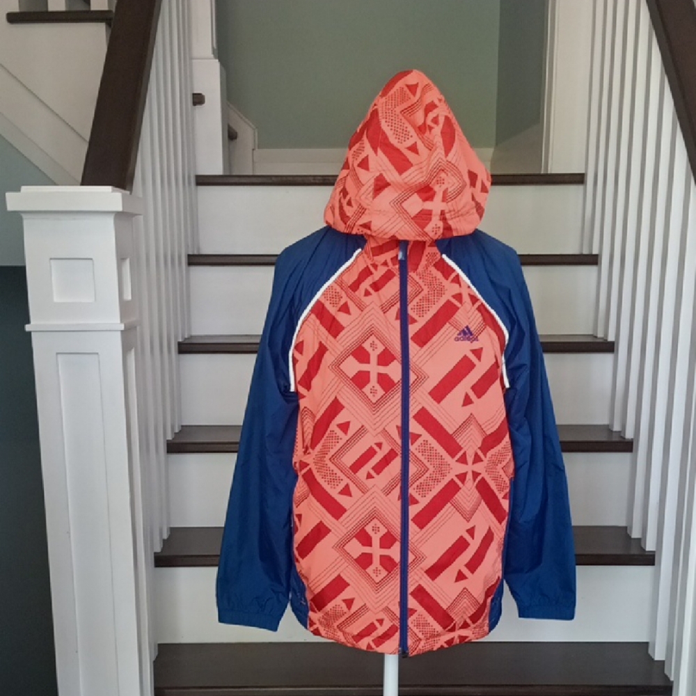 % Adidas Climaproof Hooded Patterned Running Jacket